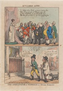 クラーク夫人の堤防。 特別大使館でのモロッコ大使、1809 年 2 月 20 日。 作： Thomas Rowlandson