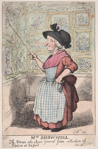 ショーウェル夫人、1807 年 2 月 26 日、O... でギーズ将軍の画集を見せる女性 作： Thomas Rowlandson