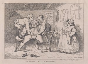 New Invented Elastic Breechs、1784 年 11 月 1 日、1784 年 11 月 1 日。 作： Thomas Rowlandson