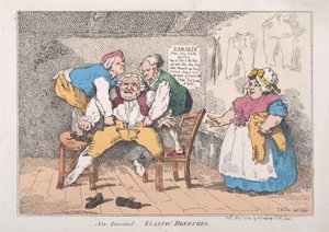 New Invented Elastic Breechs、1784 年 11 月 1 日、1784 年 11 月 1 日。 作： Thomas Rowlandson