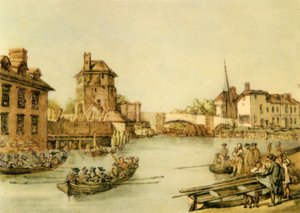 「オックスフォードにあるベーコン修道士の書斎の北側の眺め」、18 世紀後半、1943 年。 作： Thomas Rowlandson