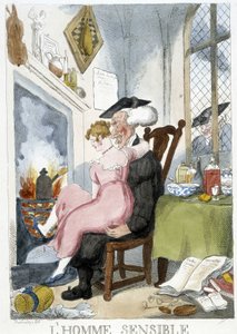 膝の上に座っている若い女性を手玉に取る老人（エスタブリッシュメント） - Rowlandsonによる風刺画 作： Thomas Rowlandson