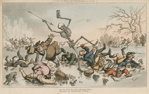 かすかな氷の上で、ふわふわのスケート、運命の道具になる 作： Thomas Rowlandson