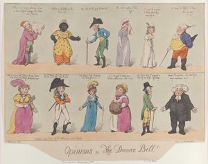 離婚法案に関する意見！1800年6月2日、1800年6月2日 作： Thomas Rowlandson