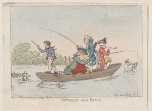 パントでの忍耐、ca。 1803年頃。 1803年。 作： Thomas Rowlandson