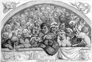 ピジョンホール-修道院[原文のまま] 1811年、神々を捕らえるための庭の工夫 作： Thomas Rowlandson