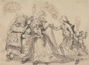 リージェンシーのための戦いにおけるピットと彼の同盟国 作： Thomas Rowlandson