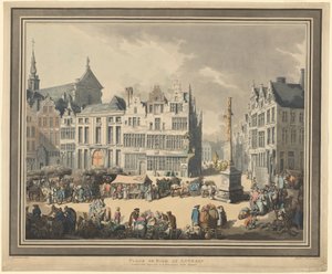 アントワープのメール広場 作： Thomas Rowlandson