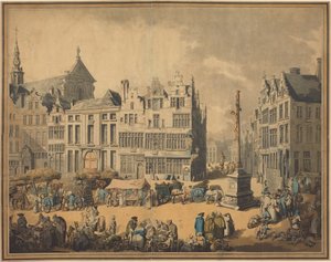 アントワープのメイア広場 作： Thomas Rowlandson