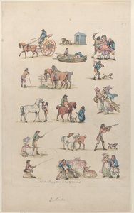 Plate 1, Outlines of Figures, Landscapes and Cattle... for the Use of Learners, Ma..., March 8, 1790. 作： Thomas Rowlandson