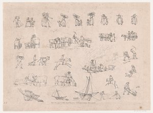 Plate 2, Outlines of Figures, Landscapes and Cattle... for the Use of Learners, Jun..., June 1, 1790.