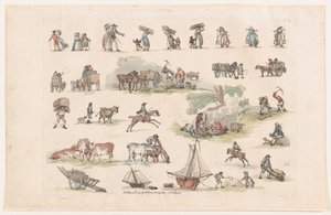 Plate 2, Outlines of Figures, Landscapes and Cattle... for the Use of Learners, Ma..., March 8, 1790. 作： Thomas Rowlandson