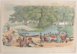 プレート 30: ソーシャル デー、World in Miniature、1816 年より。, 1816. 作： Thomas Rowlandson