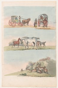 Plate 3, Outlines of Figures, Landscapes and Cattle... for the Use of Learners, Ma..., March 8, 1790. 作： Thomas Rowlandson