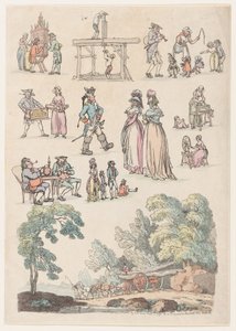 Plate 5, Outlines of Figures, Landscapes and Cattle... for the Use of Learners, Ju..., June 18, 1790. 作： Thomas Rowlandson