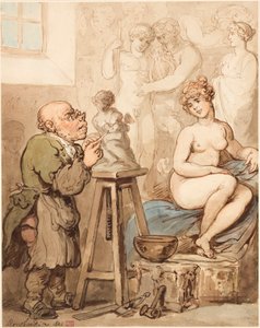 アカデミーへの準備—老ジョセフ・ノルケンスと彼のヴィーナス 作： Thomas Rowlandson