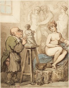 アカデミーへの準備—老ジョセフ・ノルケンスと彼のヴィーナス 作： Thomas Rowlandson