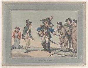 決闘の準備、1795 年 1 月 12 日、1795 年 1 月 12 日。 作： Thomas Rowlandson