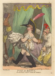 長靴をはいたネコ、またはサプライズに連れ去られたジュノー将軍 作： Thomas Rowlandson