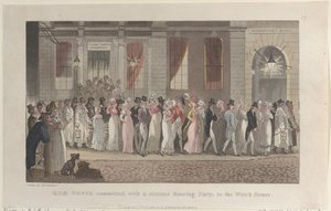 Quae Genus 1821 年 11 月 1 日から、Riotous Dancing Party と共に Watch-House に献身。 作： Thomas Rowlandson