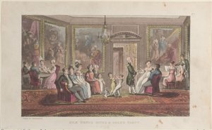 Quae Genus Gives a Grand Party、The History of Johnny Quae Genus、The Li...、1822 年 2 月 1 日より。 作： Thomas Rowlandson