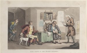 Quae Genus & The Money Lenders、The History of Johnny Quae Genus、The L...、1821 年 9 月 1 日より。 作： Thomas Rowlandson