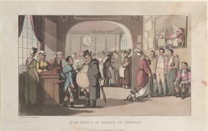 サービスを求めてのQuae Genus、The History of Johnny Quae Genus、The Lit...、1821年8月1日より。 作： Thomas Rowlandson