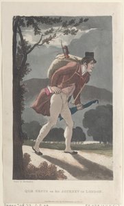 1822 年 3 月 1 日、The History of Johnny Quae Genus からのロンドンへの旅の Quae Genus。 作： Thomas Rowlandson