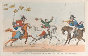 ワーテルローの勝利に関する R. アッカーマンの透明性、1815 年 6 月 1 日、1815 年 6 月 1 日。 作： Thomas Rowlandson