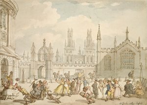 ラドクリフ広場、オックスフォード、19 世紀初頭 作： Thomas Rowlandson