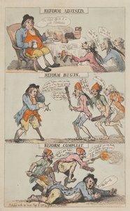 改革が提言された ― 改革が開始された ― 改革が完了した（完了） 作： Thomas Rowlandson