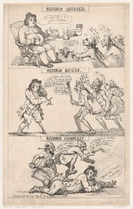 改革の提言、改革の開始、改革の完了 作： Thomas Rowlandson