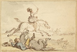 狩りに投げ出されたライダー 作： Thomas Rowlandson