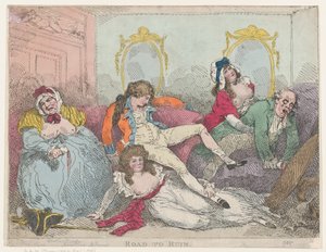 破滅への道、1785年、1785年。 作： Thomas Rowlandson