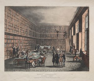 王立研究所、アルバマールストリート、1809年。 作： Thomas Rowlandson