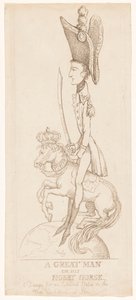 ナポレオンの騎馬像、1804年 作： Thomas Rowlandson