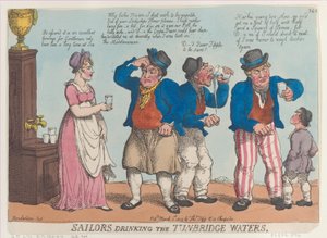 タンブリッジの水を飲む船員、1815 年 3 月 1 日、1815 年 3 月 1 日。 作： Thomas Rowlandson
