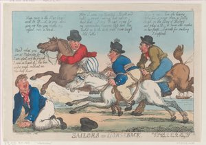 馬に乗った水夫、1811 年 3 月 16 日、1811 年 3 月 16 日。 作： Thomas Rowlandson