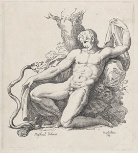 裸の男を攻撃する蛇, 1799., 1799. 作： Thomas Rowlandson