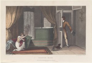 シャワー・バス、スカボローの詩的スケッチ、1813年、1813年より。 作： Thomas Rowlandson