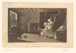 ドクター・シンタックスのカツラを食い荒らすネズミたちがいる寝室 作： Thomas Rowlandson