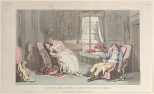眠っているテテ アテテ、ドン ルイジの最初の訪問で、ナポリとカンパから...、1815 年 6 月 1 日。 作： Thomas Rowlandson