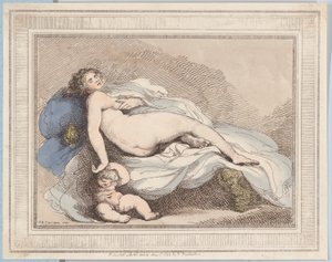 眠れるヴィーナスと愛、1799年、1799年。 作： Thomas Rowlandson
