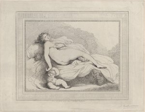 眠れるヴィーナスと愛、1799年、1799年。 作： Thomas Rowlandson