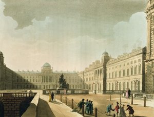アッカーマンの「ロンドンの小宇宙」第3巻のストランドであるサマセットハウス、1809年に公開 作： Thomas Rowlandson