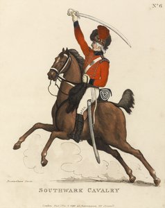 サザーク騎兵隊、1799年頃（アクアチント色） 作： Thomas Rowlandson