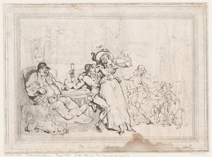 「スポーツマンの館」、あるいは「休息するフォックスハンターたち」 作： Thomas Rowlandson