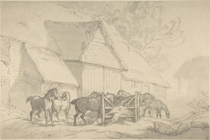 馬がいる厩舎 作： Thomas Rowlandson