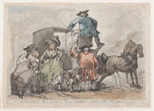 同情、または塵を敷く旅の家族、1784 年 7 月 12 日、1784 年 7 月 12 日。 作： Thomas Rowlandson