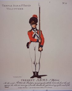 テンプルバー＆セントポールズボランティア、プレゼントアームズ 作： Thomas Rowlandson